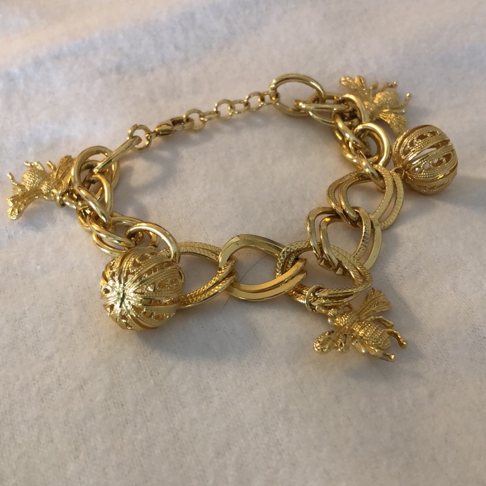 Golden Bee Charm Bracelet